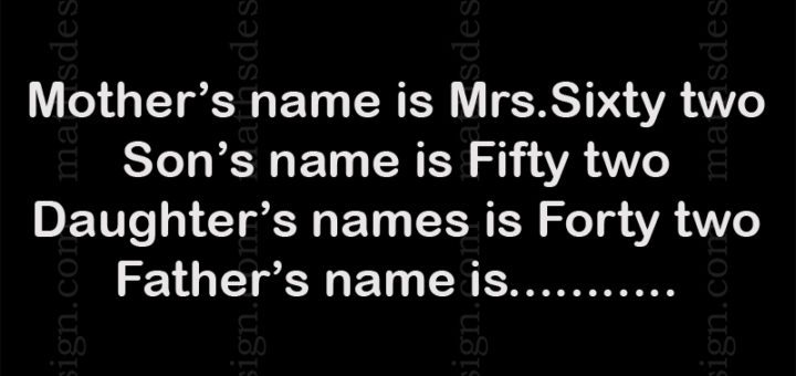 Mother’s Name is Mrs.Sixty two Son’s name is Fifty two Daughter’s name is Forty-two Father's name is.