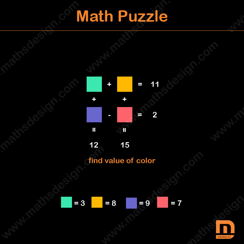 find value of color Math puzzle