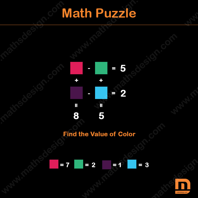 find value of color Math puzzle